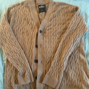 Hollister Men's Brown Cable Knit Cardigan